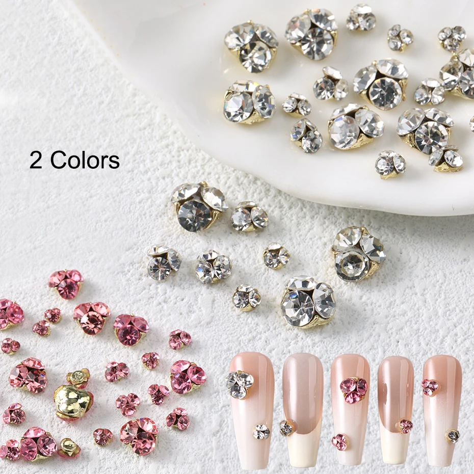 25 szt. Błyszczące Białe Różowe Cyrkonie Ozdoby do Paznokci Modne Kryształowe Diamentowe Paznokcie Koreańskie Elementy Dekoracje na Wesele i Imprezę