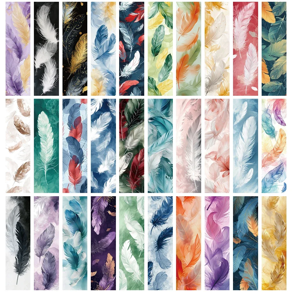 

30PCS Niche Minimalist Feather Bookmarks Creative Paper Decorating Reading Markers Notebook Page With Cards Student Supplies