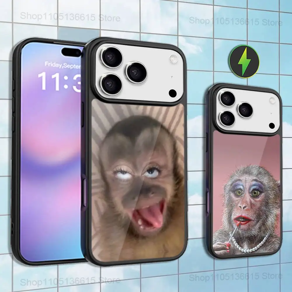 

Чехол с изображением обезьяны с забавными выражениями для iPhone 16,15,17,14,13,12,11, Pro, Max, Plus, Mini, Magsafe, магнитный чехол с беспроводной зарядкой