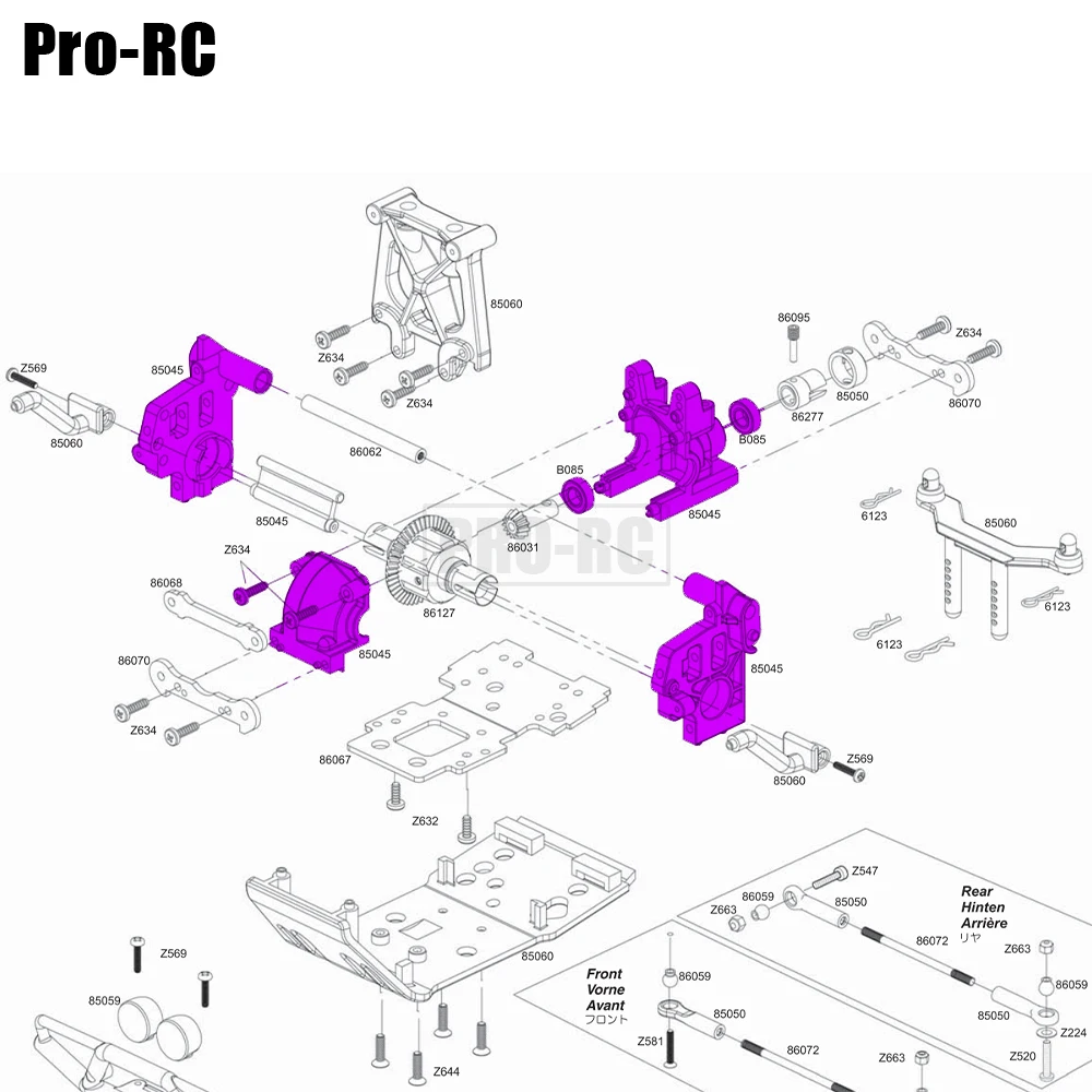 #85045 Gear Box & Bulkhead Set Front & Rear Aluminum Alloy for HPI 1/8 RTR SAVAGE 25 SS 4.6 3.5 RS4 3 EVO 21TRUCK KFX700 RC Part