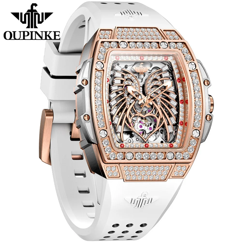 

OUPINKE 3225 Automatic Ladies' Watch Silicone Strap Waterproof Skeleton Butterfly Dial Luxury Mechanical Watch for Ladies