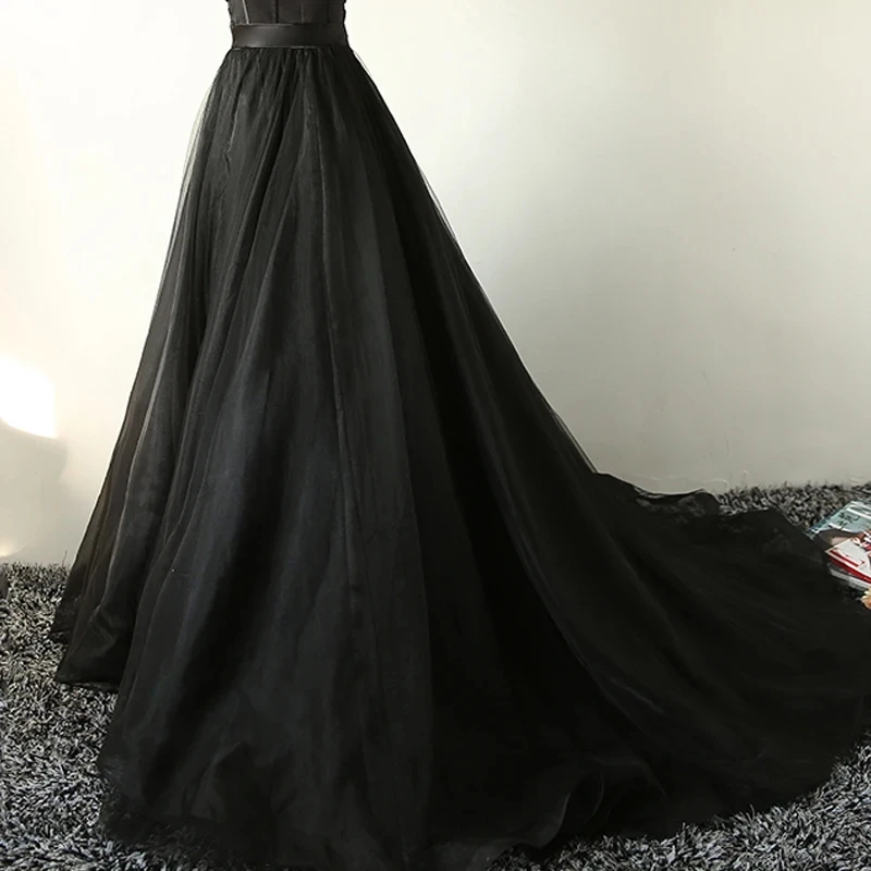 Custom Size Black Sexy Evening Dress Strapless Spaghetti Strap Lace Up Backless A-Line Sleeveless Party Formal Gown Woman