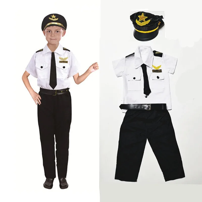 Children\'s Performance Clothing Kindergarten Activities Pilot Uniform Cosplay Dress As The Captain of The Plane Party