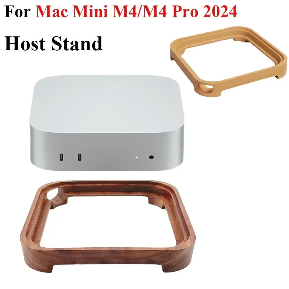 Dustproof Walnut Base Heat Dissipation Heightened Host Stand Wooden Cooling Bracket for Mac Mini M4/M4 Pro 2024 Desktop Computer