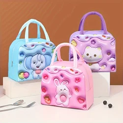 Cartoon Insulated Lunch Box Bag Handheld Bento Bag 3D Lunch Insulation Bag Aluminum Foil Thick Lunch Box Bag Cute Bunny for Girl