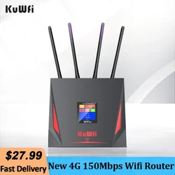 KuWFi New 4G Router WiFi Hotspot Coverage Modem Wireless 4G Wifi Router LAN Wan RJ45 Broadband 300Mbps CPE With Sim Card Slot