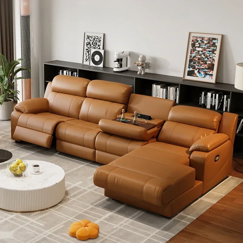 

Relaxing Genuine Leather Sofa Living Room Electric Reclining Italian Sofa Lounge Luxury Divani Da Soggiorno Apartment Furniture