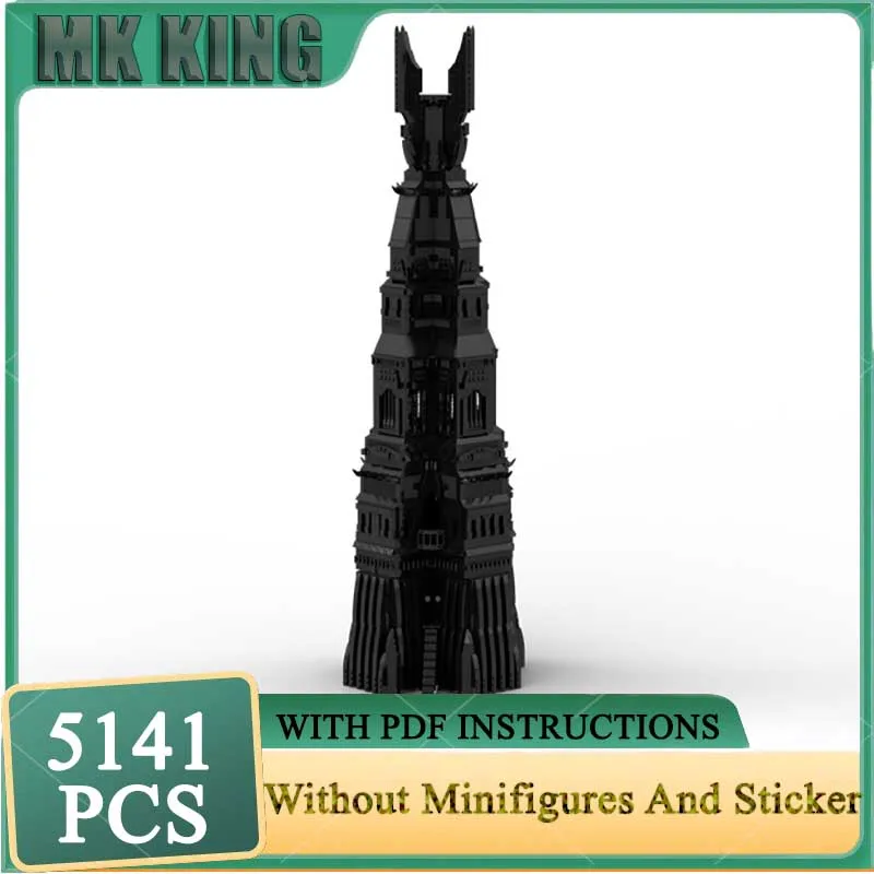 

Popular Magical Rings Model Moc Building Block Movie Scene UCS Black Tower Model Castle Bricks DIY Assembly Street View Toy Gift