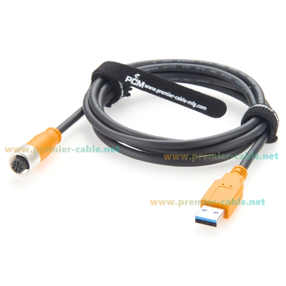 IP67 USB 3.0 A Macho para M12 B Código 5Pin Cabo de extensão fêmea 5Gbps Cabo de conexão USB 3.0 industrial compatível com IFM E12689