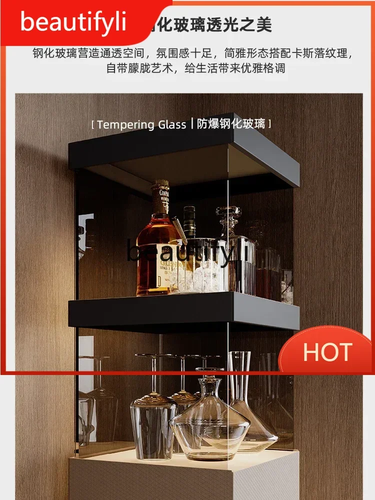 

e8000HItalian minimalist corner cabinet, living room corner, glass suspension, dining side cabinet integrated display cabinet