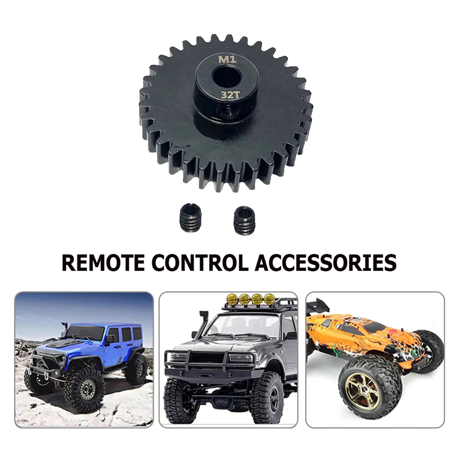 M1 5mm Metal Pinion with M3 Screws 23t-34t Metal Gear Carbon Steel Rc Car Motor Gears Replacement Parts for 1/8 Rc Buggy Truck