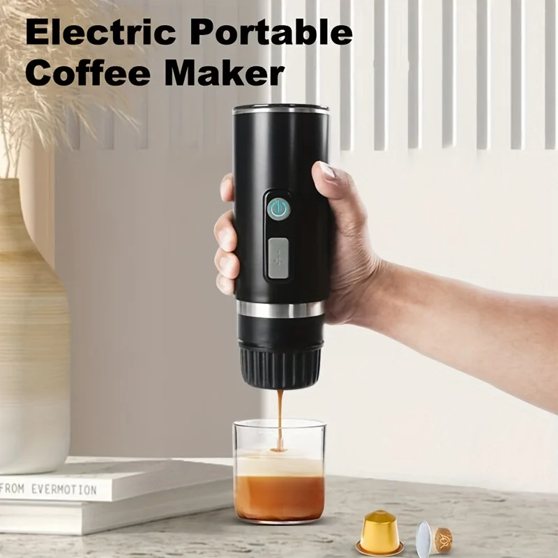 Portable High-Pressure Capsule Coffee Machine, Italian-Style Wireless Dual-Use for Outdoor Brewing with Coffee Powder or Capsule