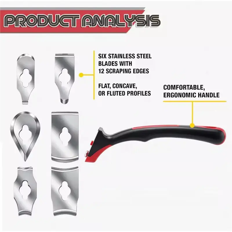 AB34-Multifunctional Woodworking Glue Scraper And Paint Scraper Set With Soft-Grip Design