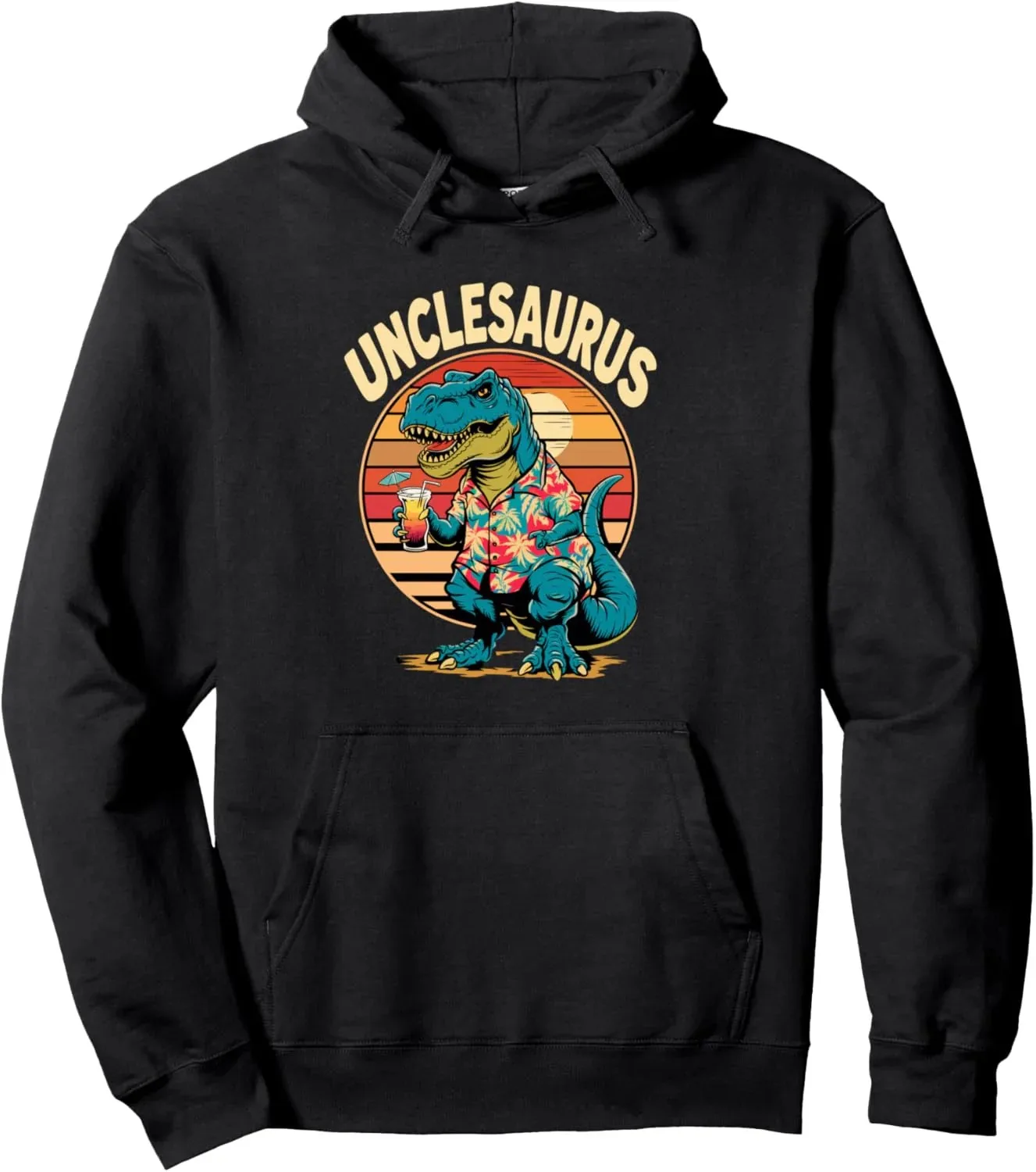 

Autumn and Winter Whimsical Dinosaur - Uncle - Charm Cotton Hoodie, Perfect for Expressing Fun - Loving and Retro Taste