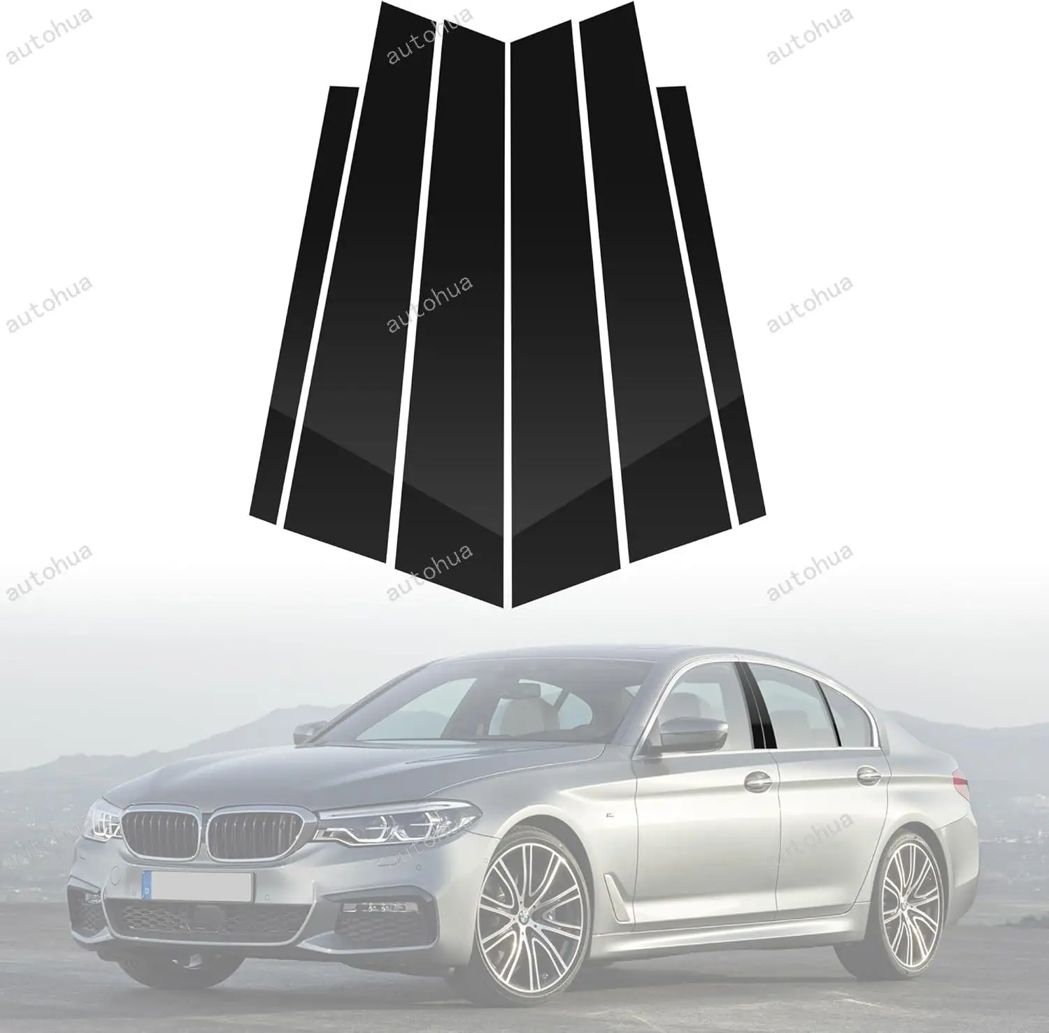

Door Pillar Post Trim for BMW 5 E60 E61 2004-2010 Side Door Pillar Anti Scratch Glossy PC Stickers Cover Moldings 6-pcs