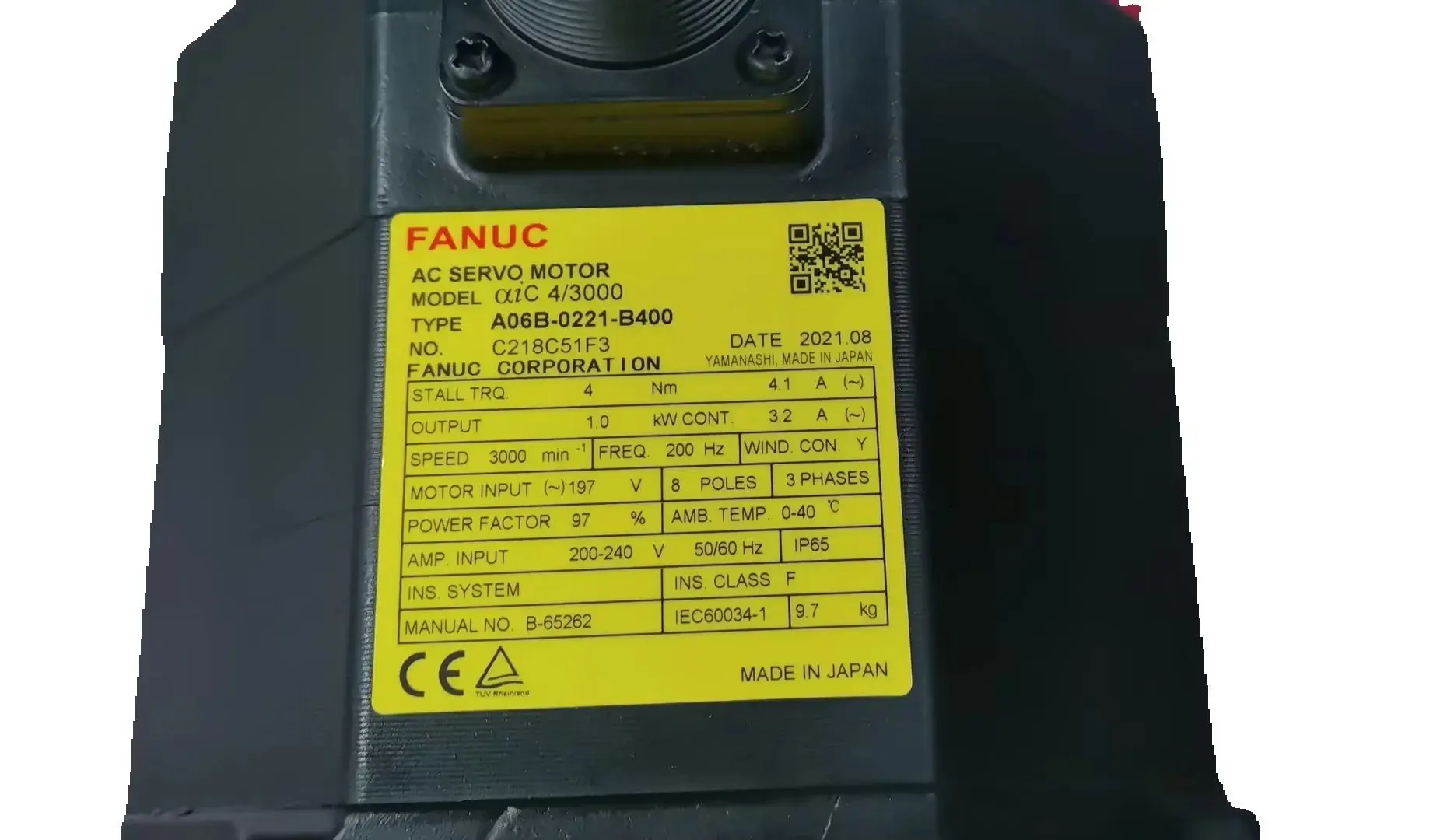 A06B-0221-B400 FANUC AC Servo Motor  Tested OK A06B 0221 B400