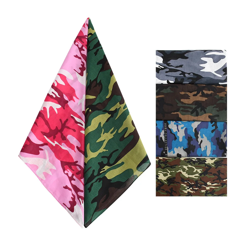 2024NEW Fashion Scarf Men's and Women's Camouflage Printed Cotton Headscarf Sunscreen Square Scarf Cycling Headscarf Accessories