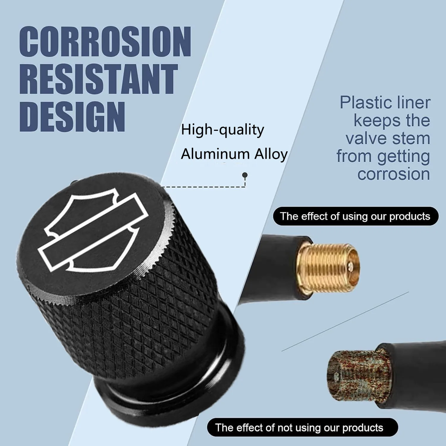 Motorcycle Car Wheel Tire Valve Caps Aluminum Alloy Air Stem Dust?Proof Cover For Harley Sportster Softail Touring Dyna Fat Boy view 3