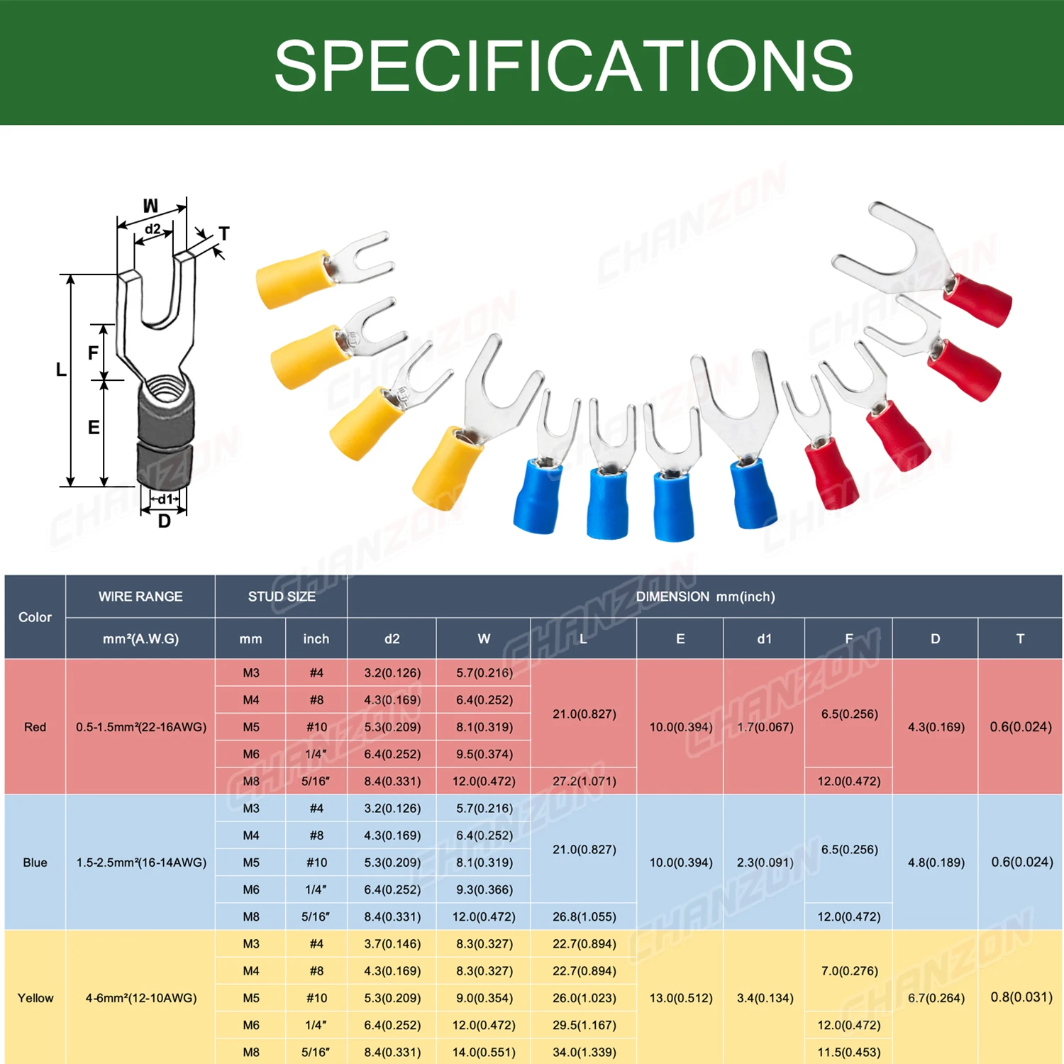 SV1.25 SV2 SV5.5 Elektrischer Gabeldraht-Steckverbinder-Kit, isolierter Kupfer-Crimp-Spleiß, Wirefy, lötfreie Klemme, 22–10 AWG-Sortiment – Detail 3