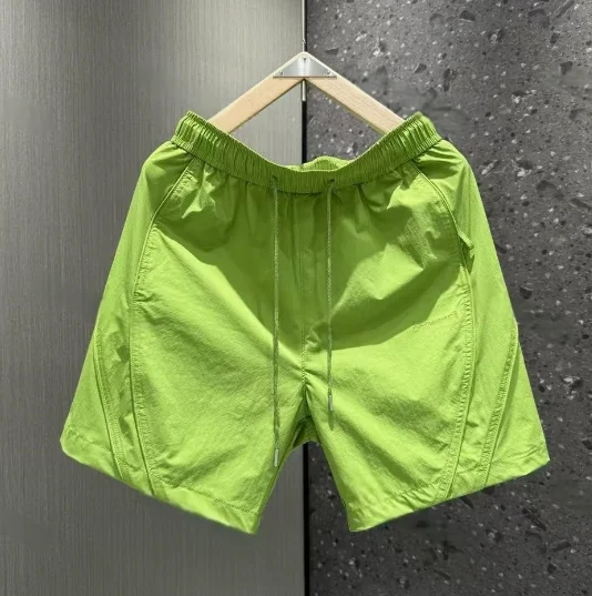 

Летние тонкие мужские повседневные спортивные брюки-шорты на молнии с карманами, быстросохнущие, универсальные, для пляжа, длиной до колена