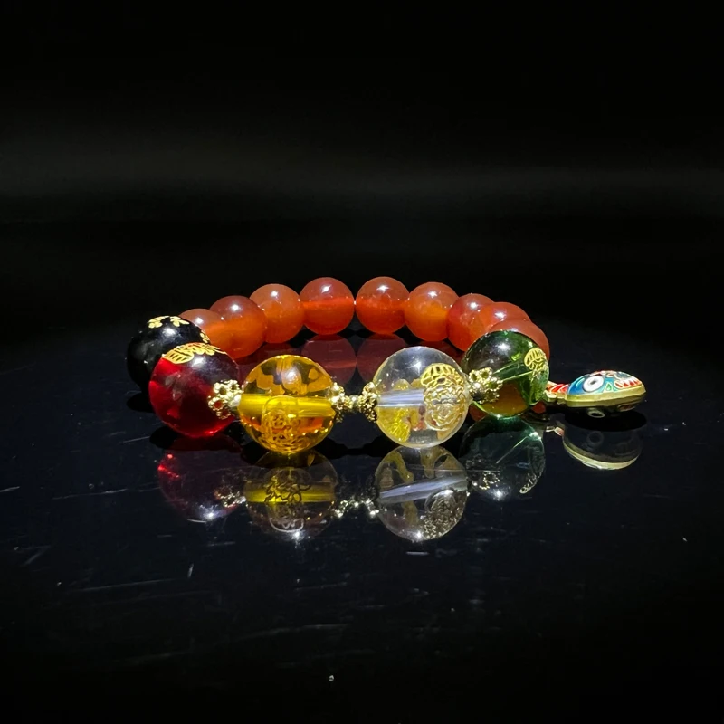 

Браслет из натурального агата с узором «Пять богов богатства», ручная нить, женский браслет