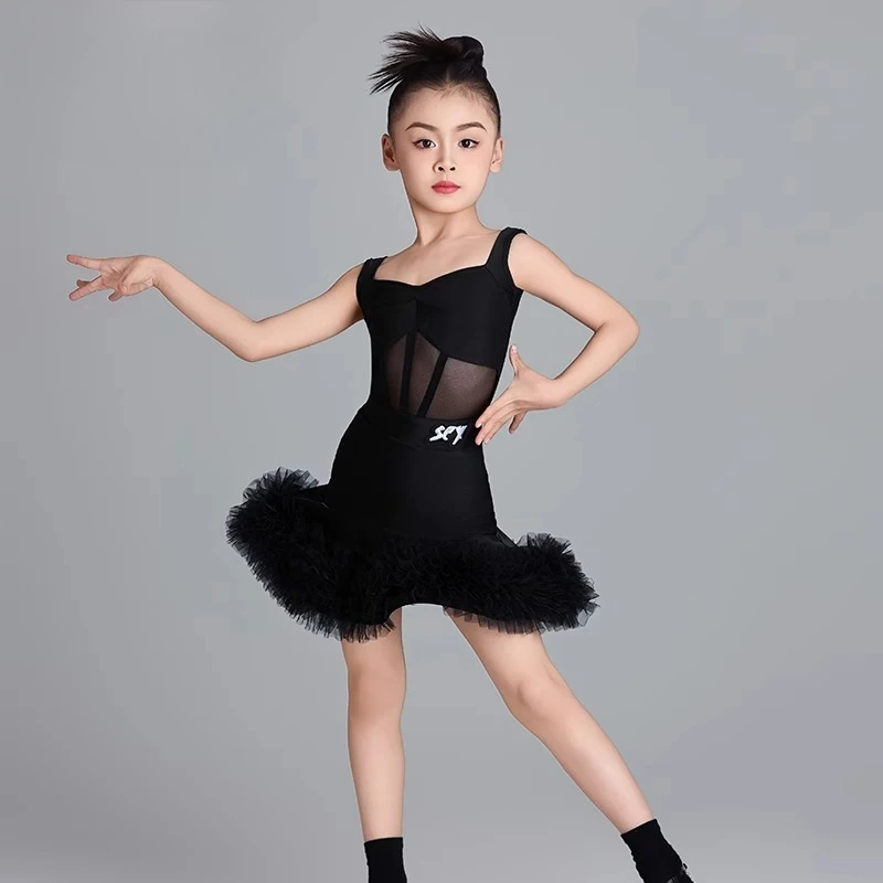 

Kids Girls Latin Dance Cha Cha Samba Performance Competition Dress Professional Tango Ballroom Salsa Dress Waltz Dancewear