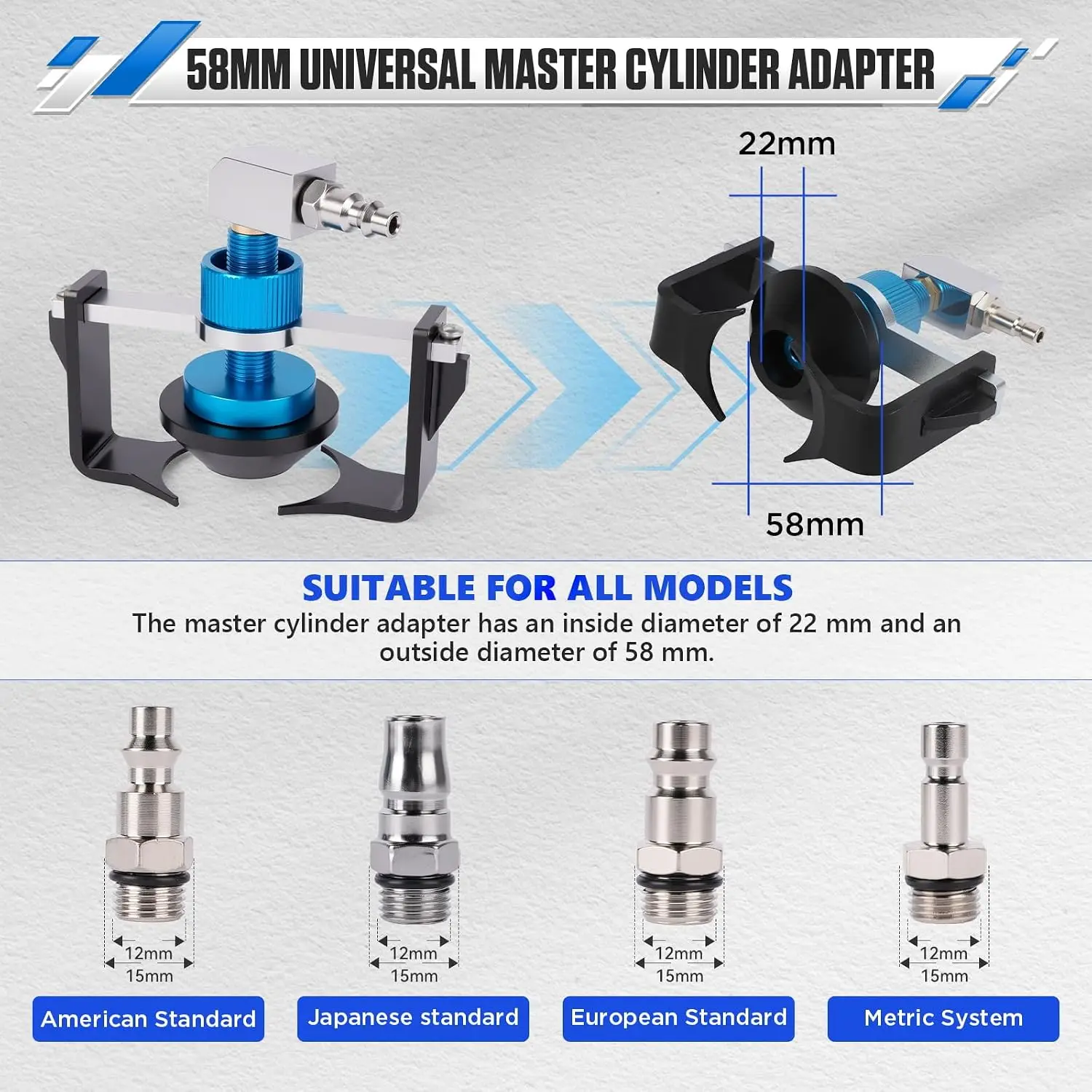 Universal Brake Fluid Bleeder Pneumatic Multiple Connectors Brake Exhaust Wrench Pressure Bleeder Tool Adjustable Connector