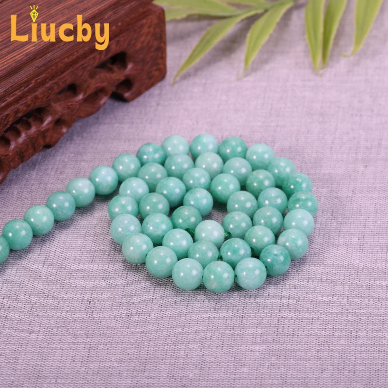 Hellgrüne Jade Naturstein Glatt Handgefertigte Perlen für Schmuckherstellung DIY Schlüsselanhänger Armbänder Handarbeiten 15'' Strang 6/8/10/12MM – Detail 5