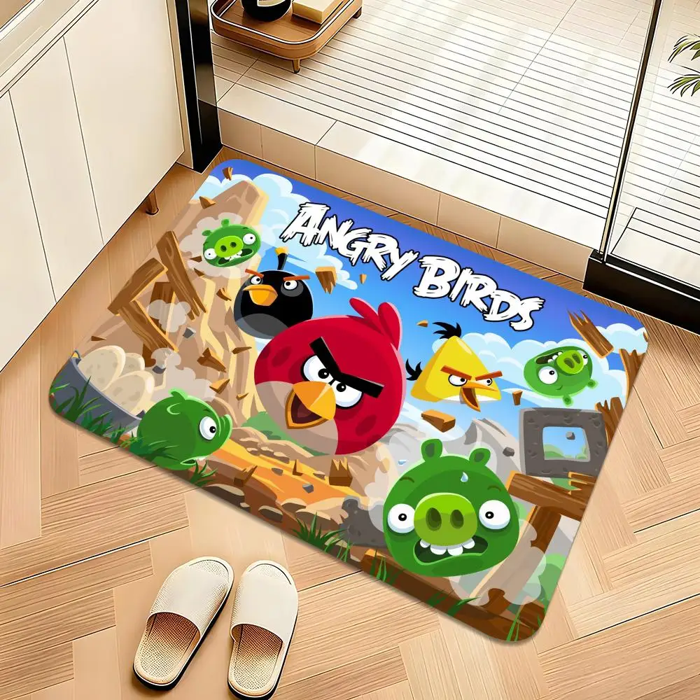T-The Angry Birds Floor Mat Welcome Mat Entrance Doormat Balcony Bathroom Floor Mats Non-slip Rug Bedroom Carpet