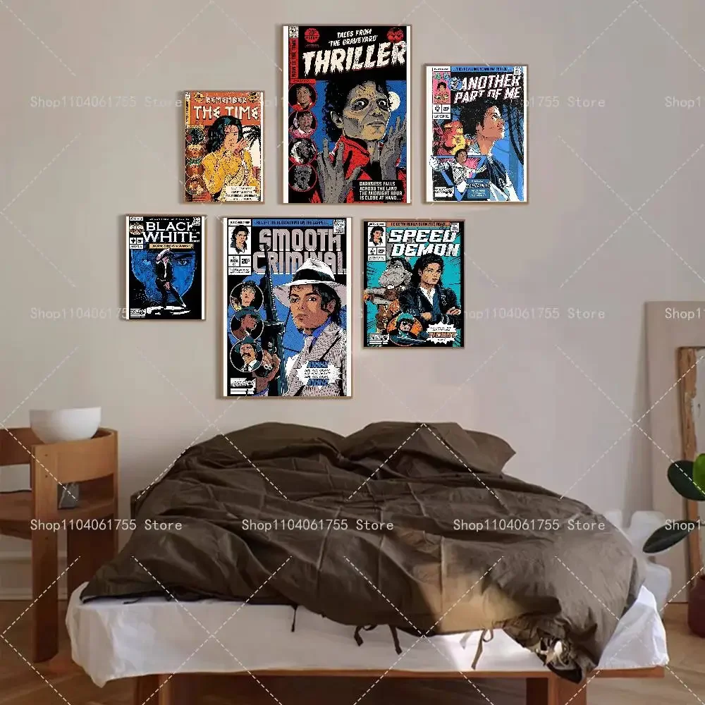 Popular Singer M-Michael Dancer J-Jackson Classics Poster Self-adhesive Art Waterproof Paper Stickerr Room Wall Decor