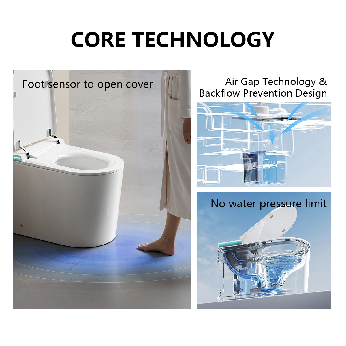 Modern Ceramic Smart Toilet Remote Control Included Heated Seat Self Cleaning Air-Drying Bowl Siphon Jet Flushing Floor Mounted