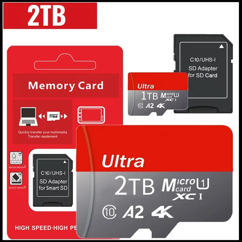 NEW 2TB TF SD Card Memory Card High Speed TF/SD 128GB 256GB 512GB 1TB Mini Memory Card Class 10 For Camera/Phone/Computer