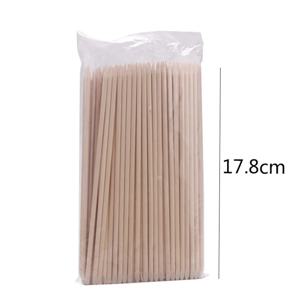 200Pcs Dead Skin Pushers Nail Cleaning Sticks Wooden Manicure Pedicure Tools Double Ended for Home Shop Professional Use