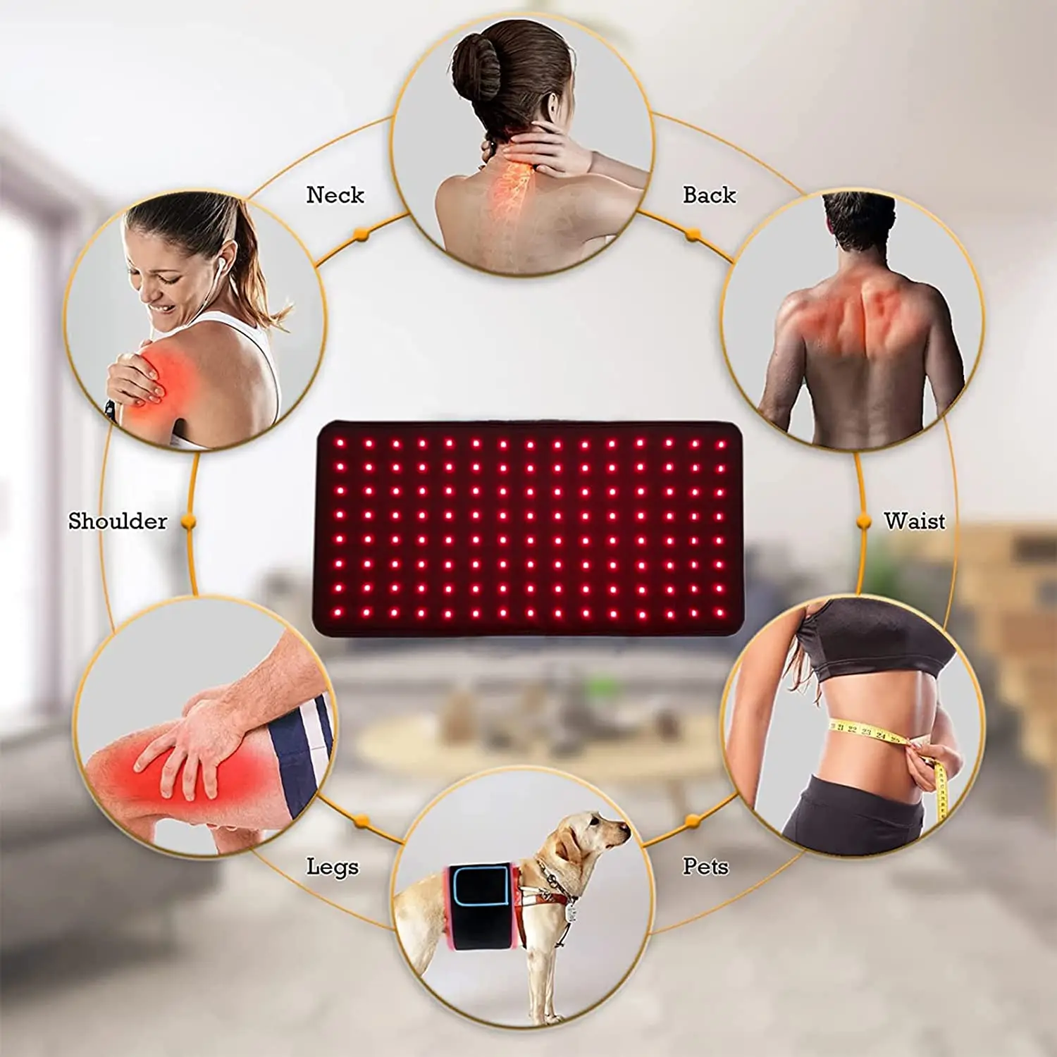 New LED Red Light Therapy Belt Pad Pain Relief Near Infrared Light 660nm 850nm Red Light Wrap 360 For Weight Loss Back Shoulder