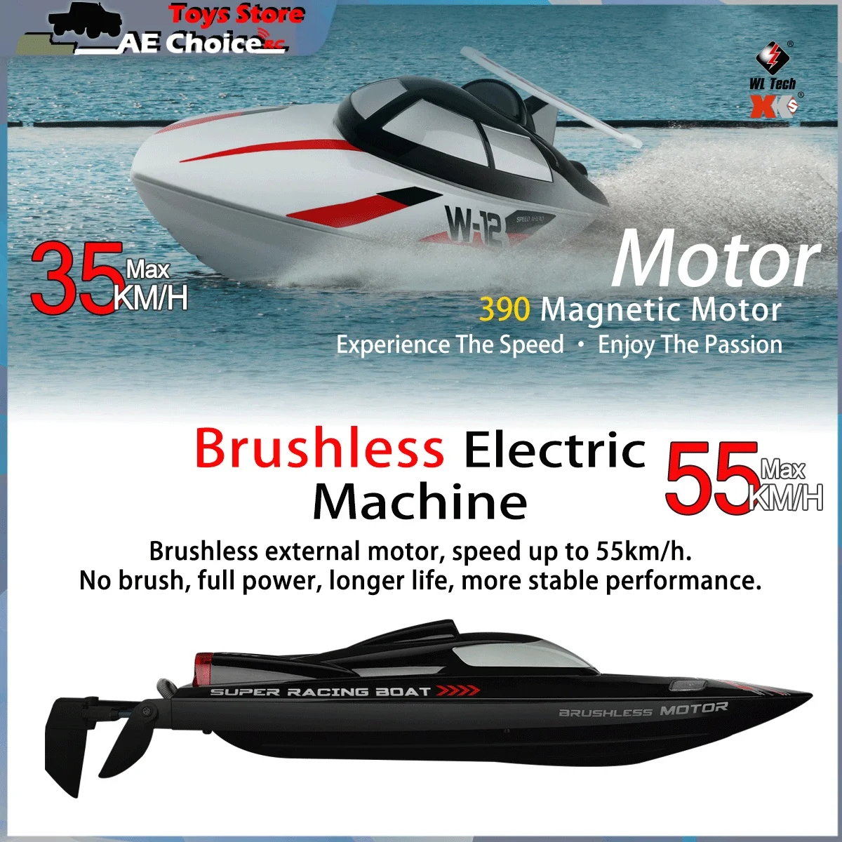 Wltoys RCボート wl912A wl916 2.4G RC高速ボート 35km/h 55km/h リモートコントロール 低バッテリーアラーム 電動玩具 男の子向けギフト