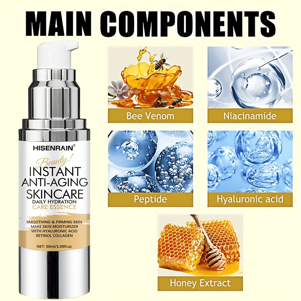HISENRAIN Anti-Wrinkle Yellow Vitamin C Serum - Brightening Facial Essence, Wrinkle Reduction & Hydrating Care for Youthful Glow