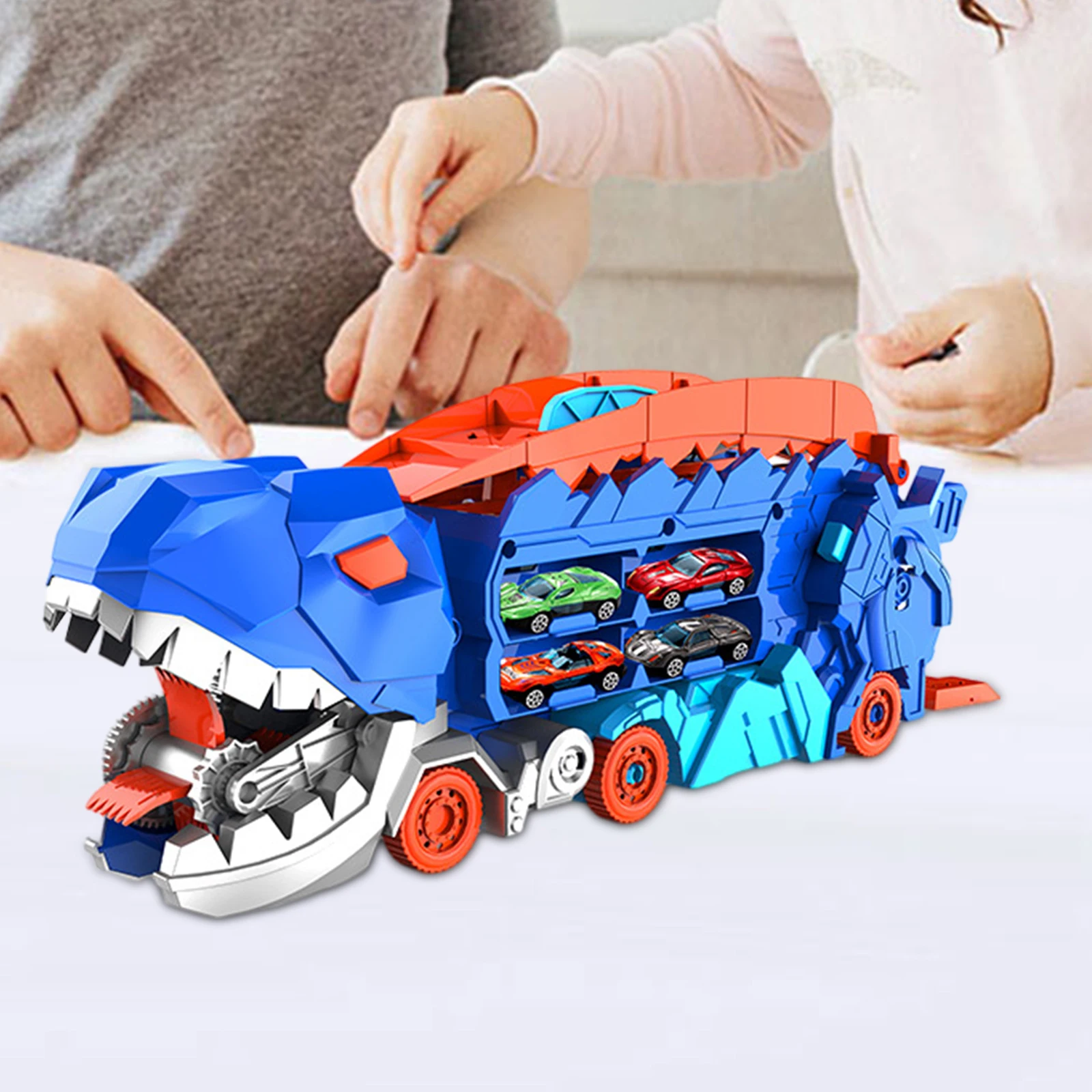 Camión de dinosaurios que come coches de juguete, figura de dinosaurio divertida, juguetes creativos transformables, devanador de dinosaurios para niños en edad preescolar, Mini coches