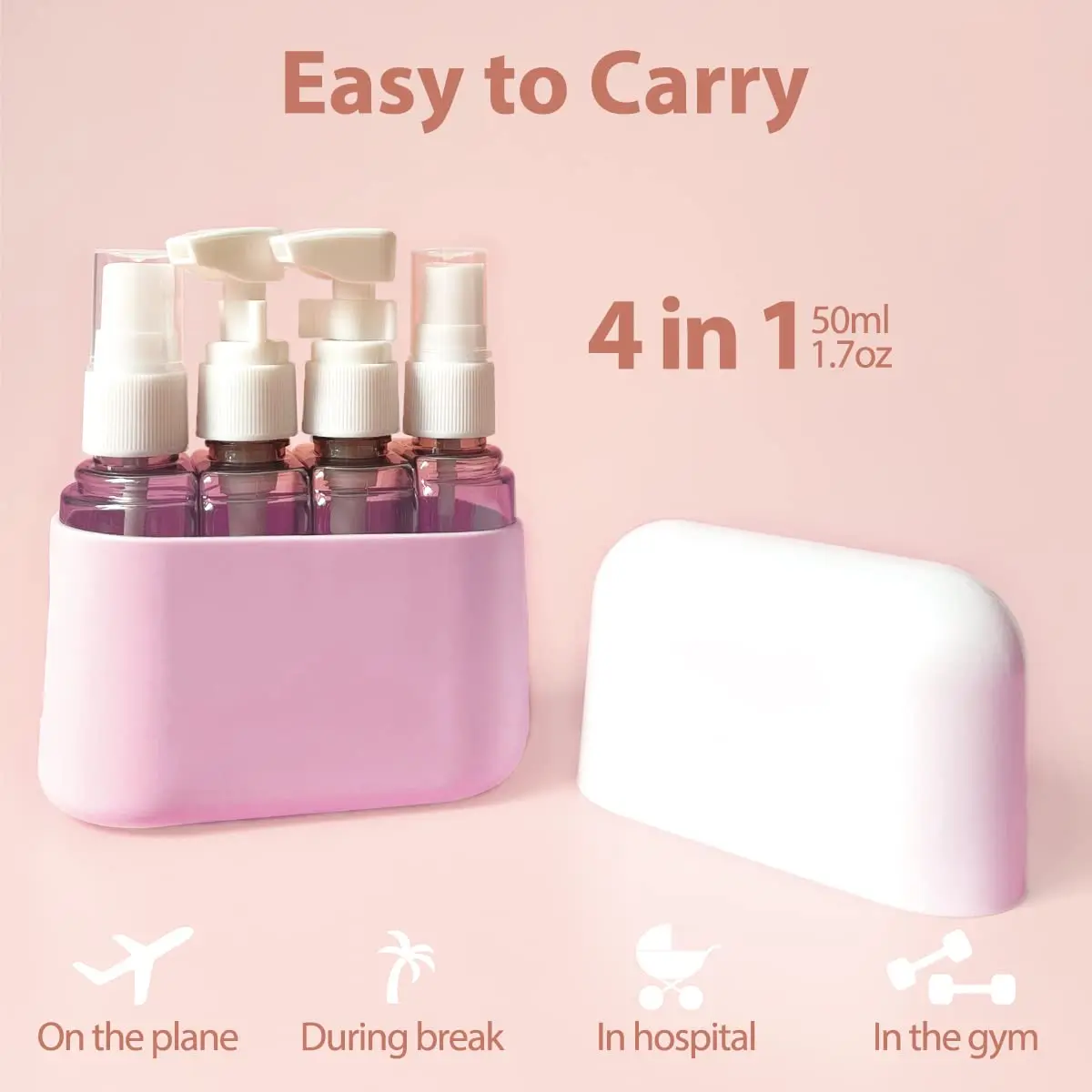 Travel Size Toiletries,4pcs Travel Container,Travel Bottle Leak Proof with Label,TSA Approved Reusable Containers For Toiletries