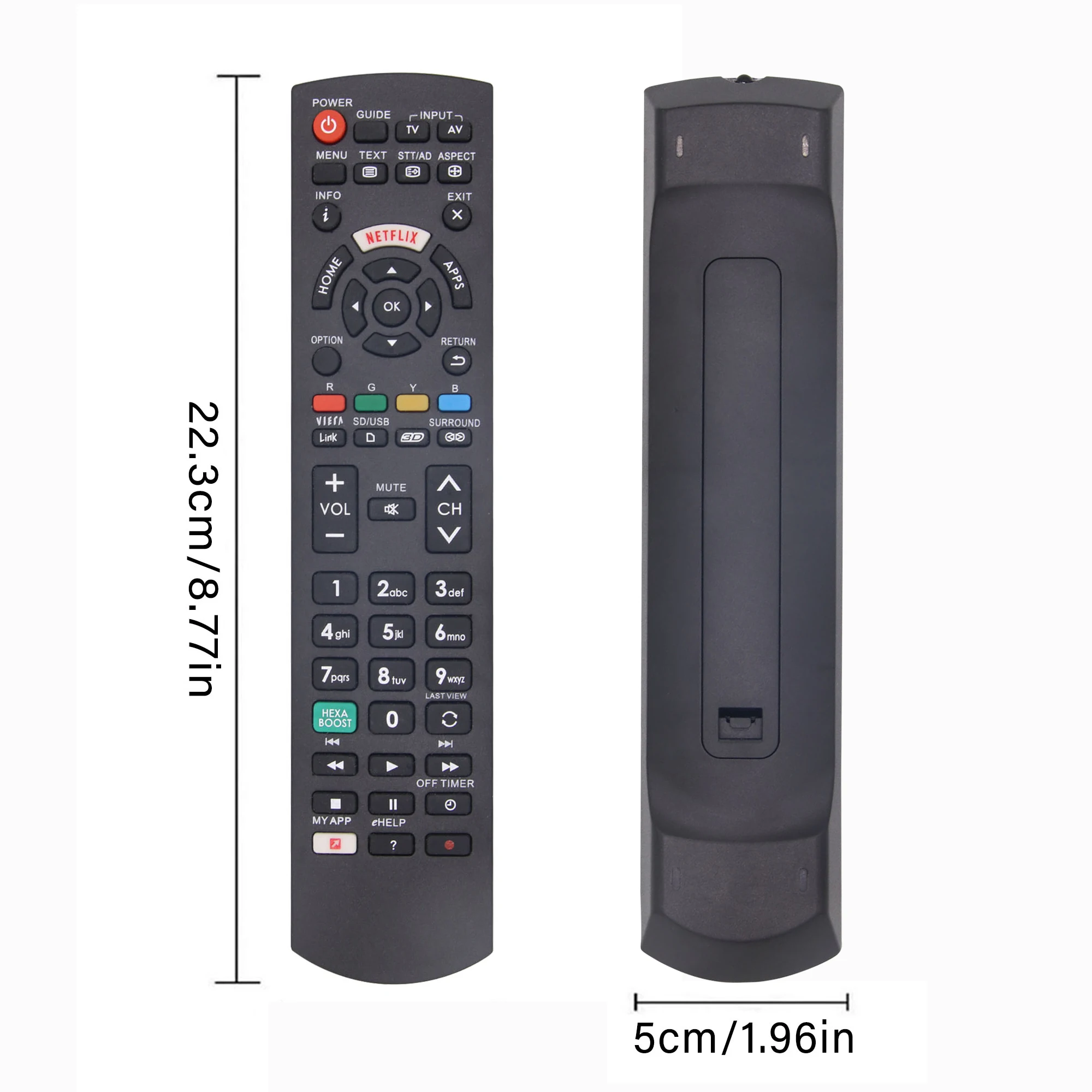 Replacement for new Universal Remote Control for Panasonic Viera Smart 4K HDTV 3D LCD LED HDTV and Plasma TVs