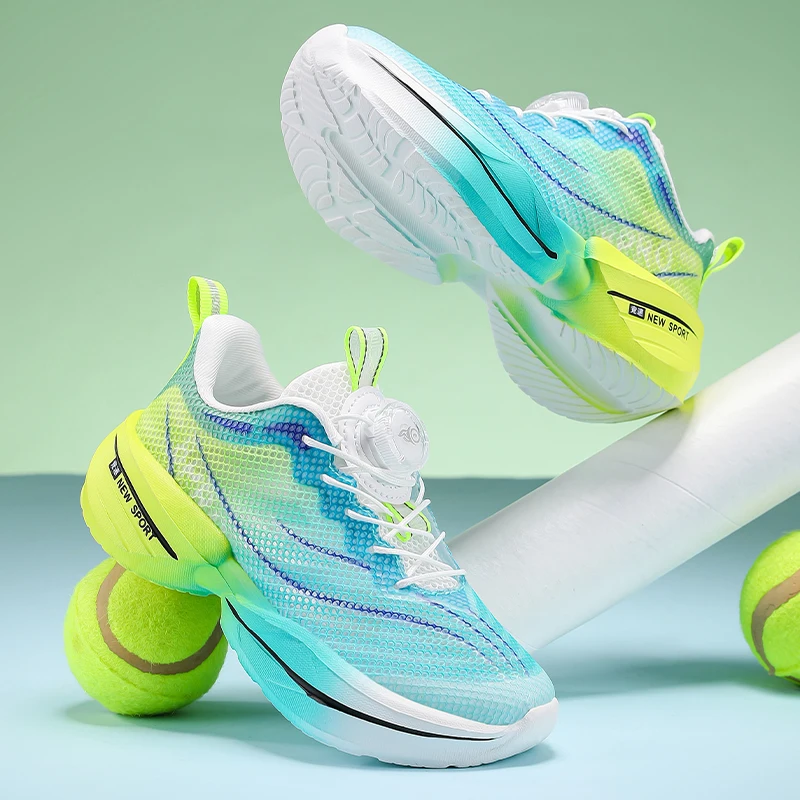 

Breathable Knit Children’s Running Shoes Outdoor Anti-slip Cushioned Sneakers Boys Girls Quick-Lacing Walking Shoes Tennis Shoes