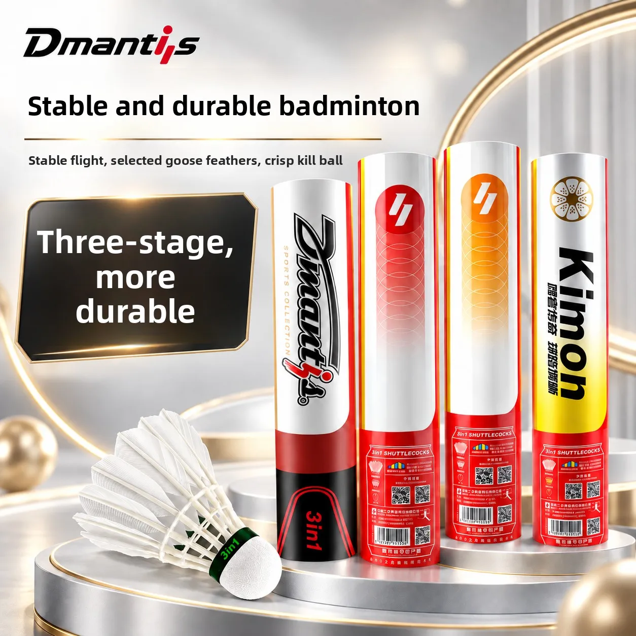 volani-da-badminton-dmantis-in-piume-d'oca-a-tre-sezioni-per-allenamento-e-competizione-resistenti-e-stabili-ideali-per-appassionati-di-sport-e-fitness