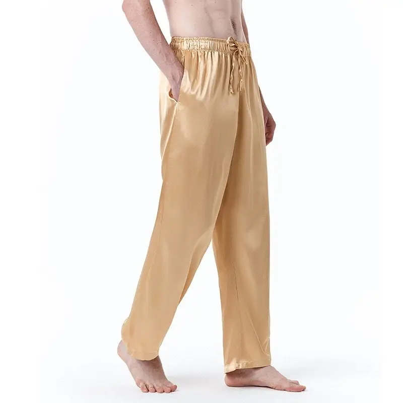 Glossy Satin Silk Cool Men Casual Pants Streetwear Sports Plus Size Satin Loose Trousers