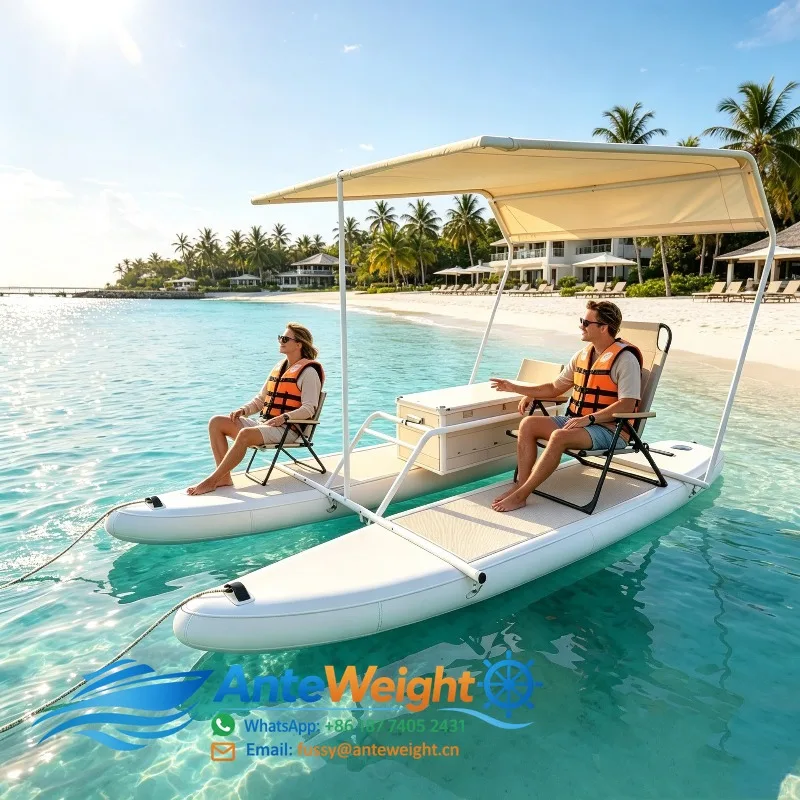 Electric Inflatable Catamaran Boat PVC Drop Stitch 320 x 200 x 150 cm Stable Folding 2 to 4 Person Fishing Surfing