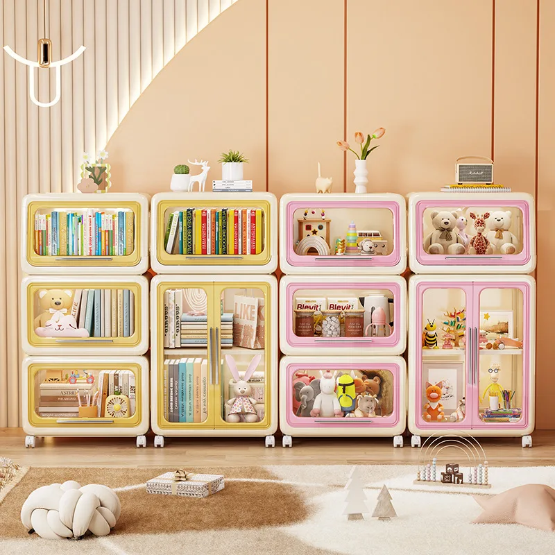 

Storage: Dustproof storage rack, books, toys, daily necessities, wheeled cart, cartoon children's multi-layer storage cabinet