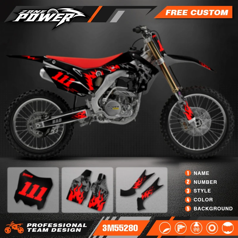 Powerzone Motorcycle Graphic Decal Stickers Kits For Honda CRF450 CRF450R CRF250 CRF250R 2013-2017 Number Name Customize 131