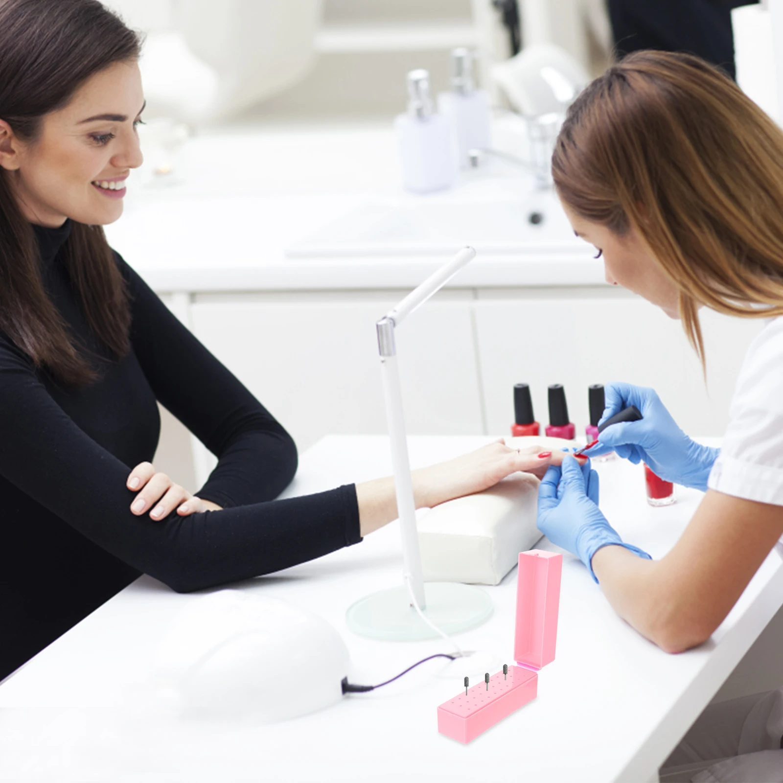 

2Pcs Nail Drill Holders Premium Material Polishing Heads Use Long Life Salon Supplies Nail Polish Head Boxes