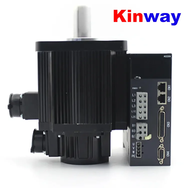 Kinway 6N.m servo motor with driver kit 220V 130 Flange big motor for CNC machine servo driver 1.5kw gear box