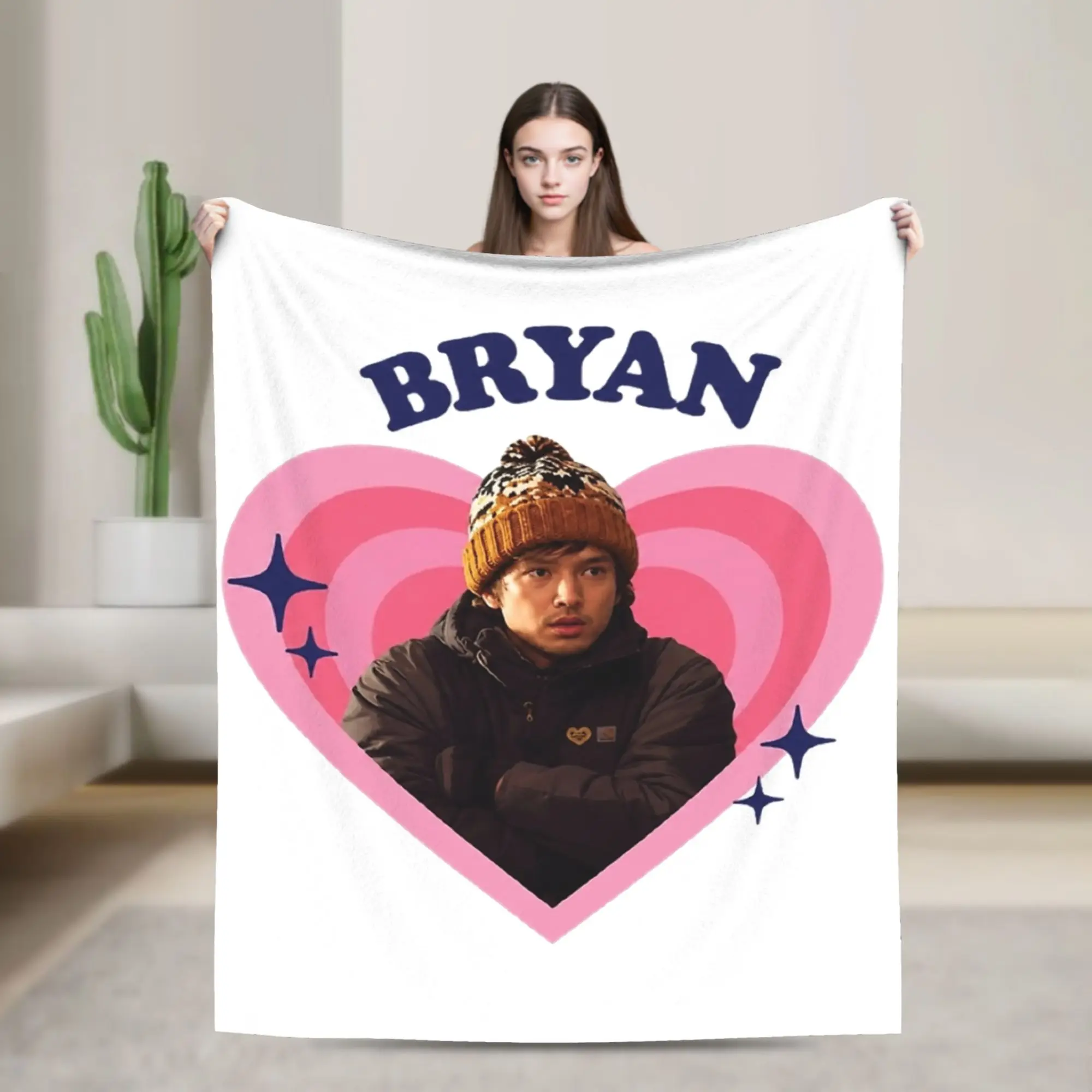 Bryan Reto Heart Austin Abrams Blankets Flannel Funny Breathable Throw Blanket for Bedding Lounge Autumn/Winter
