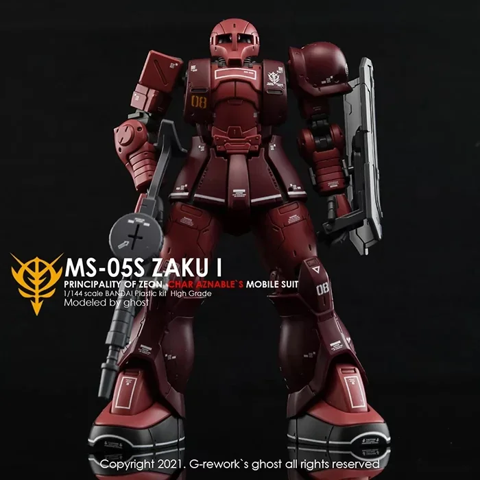 نموذج الشارات ل HG 1/144 GTO MS-05S ZAKU I II شار AZNABLE شبح مخصص مائي HD الفلورسنت ملصقات المياه لهواية نموذج لتقوم بها بنفسك