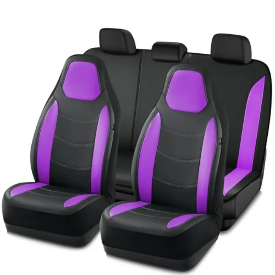 

Комплект чехлов для автомобильных сидений из кожи, универсальные, подходят для большинства легковых автомобилей, внедорожников, грузовиков и фургонов, совместимы с подушками безопасности.